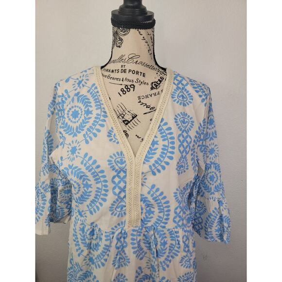 Saiph Lab Santorini Cotton Dress Womens SZ Medium Coastal Lagenlook NEW - Picture 3 of 12